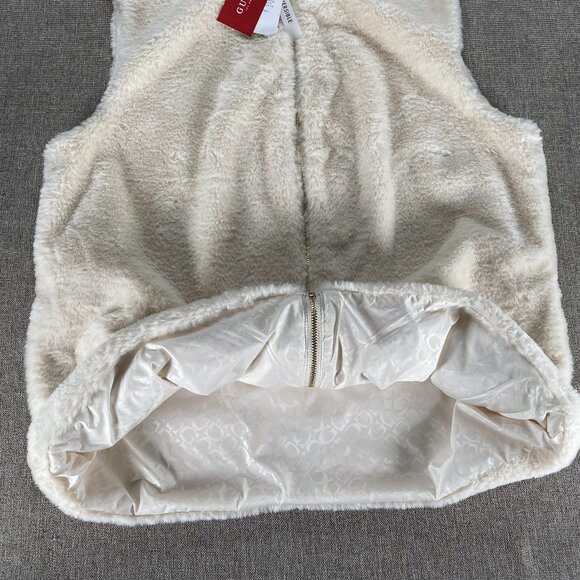 Guess Marie Faux Fur Reversible Vest Women's Large Dove White Casual NWT - Picture 5 of 12